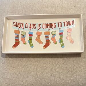 Creative Co-op Santa Stoneware Tray/NWOT